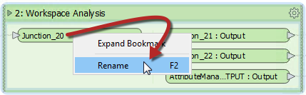 Renaming an input port on a collapsed bookmark